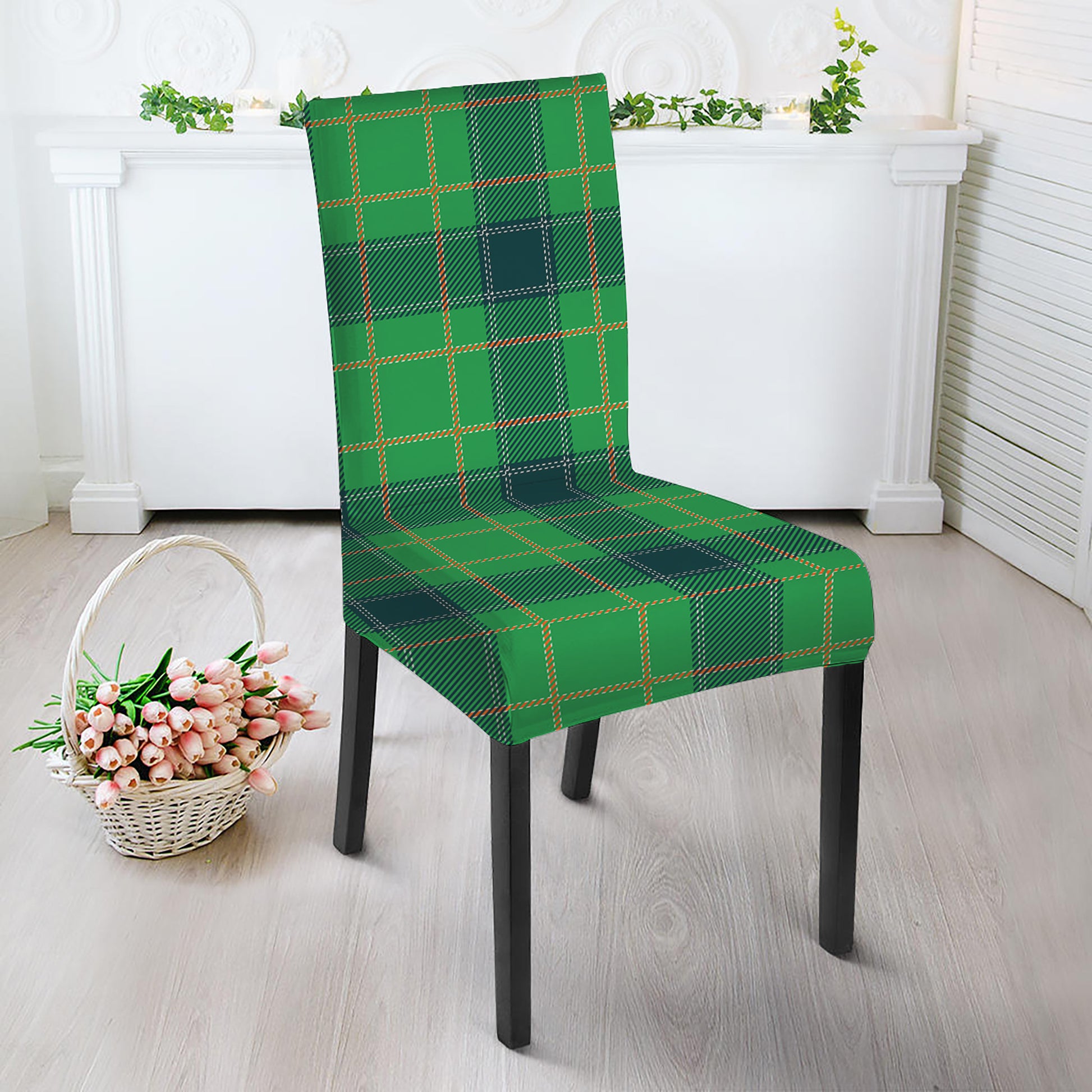 St. Patrick's Day Scottish Plaid Print Dining Chair Slipcover