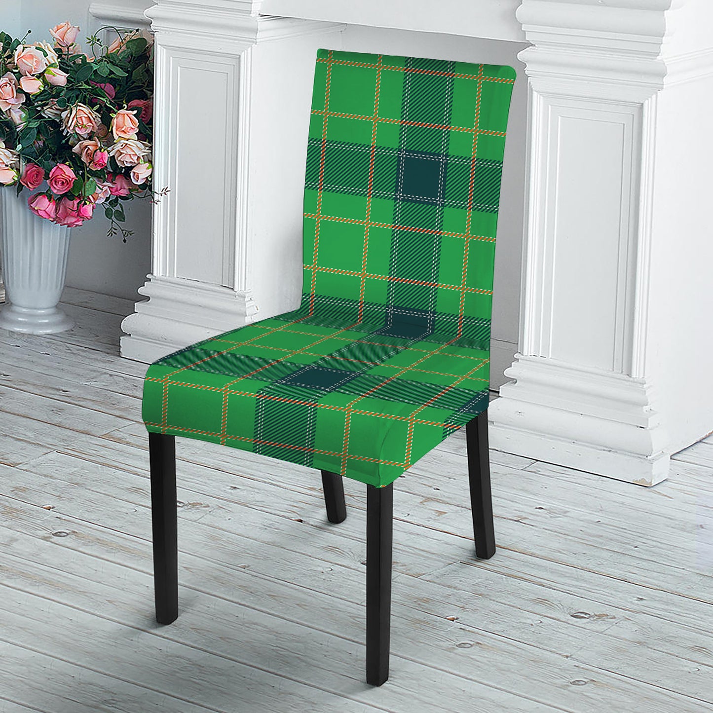 St. Patrick's Day Scottish Plaid Print Dining Chair Slipcover