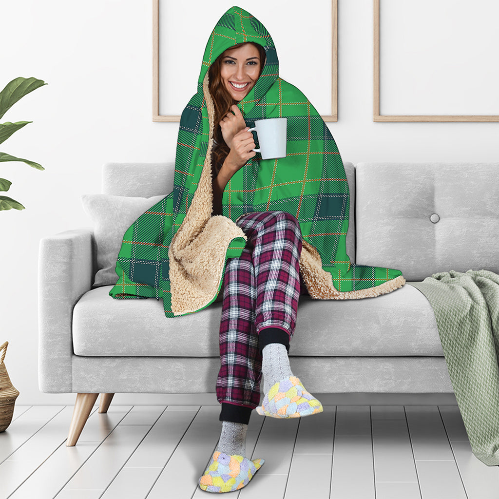 St. Patrick's Day Scottish Plaid Print Hooded Blanket