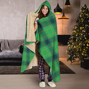 St. Patrick's Day Scottish Plaid Print Hooded Blanket