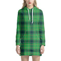 St. Patrick's Day Scottish Plaid Print Pullover Hoodie Dress