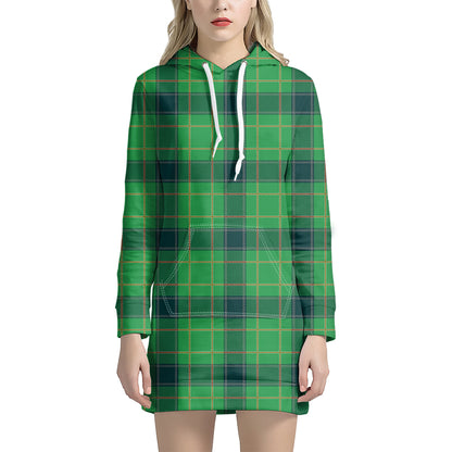 St. Patrick's Day Scottish Plaid Print Hoodie Dress