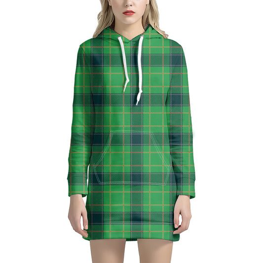 St. Patrick's Day Scottish Plaid Print Hoodie Dress