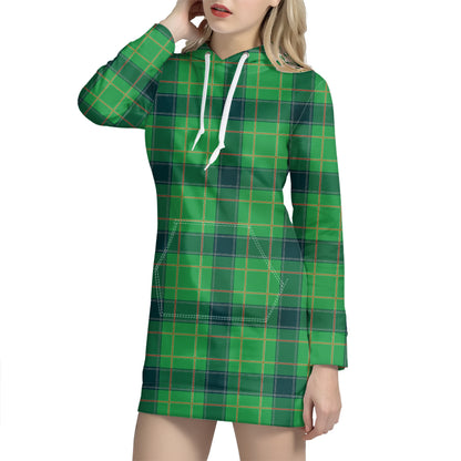 St. Patrick's Day Scottish Plaid Print Hoodie Dress