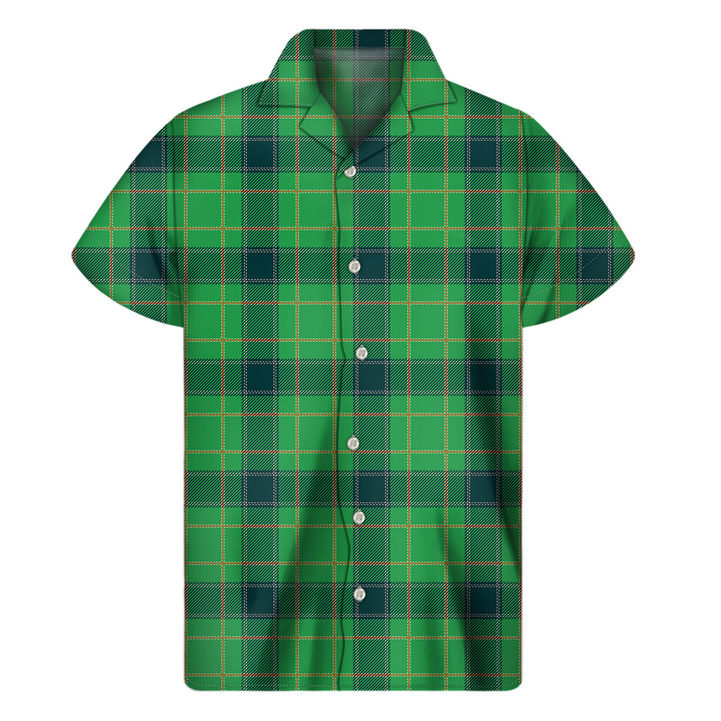 St. Patrick's Day Scottish Plaid Print Men's Short Sleeve Shirt