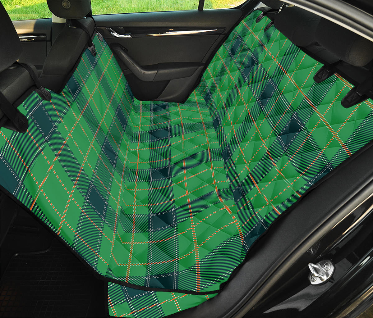 St. Patrick's Day Scottish Plaid Print Pet Car Back Seat Cover