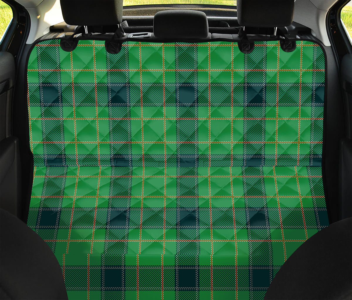 St. Patrick's Day Scottish Plaid Print Pet Car Back Seat Cover