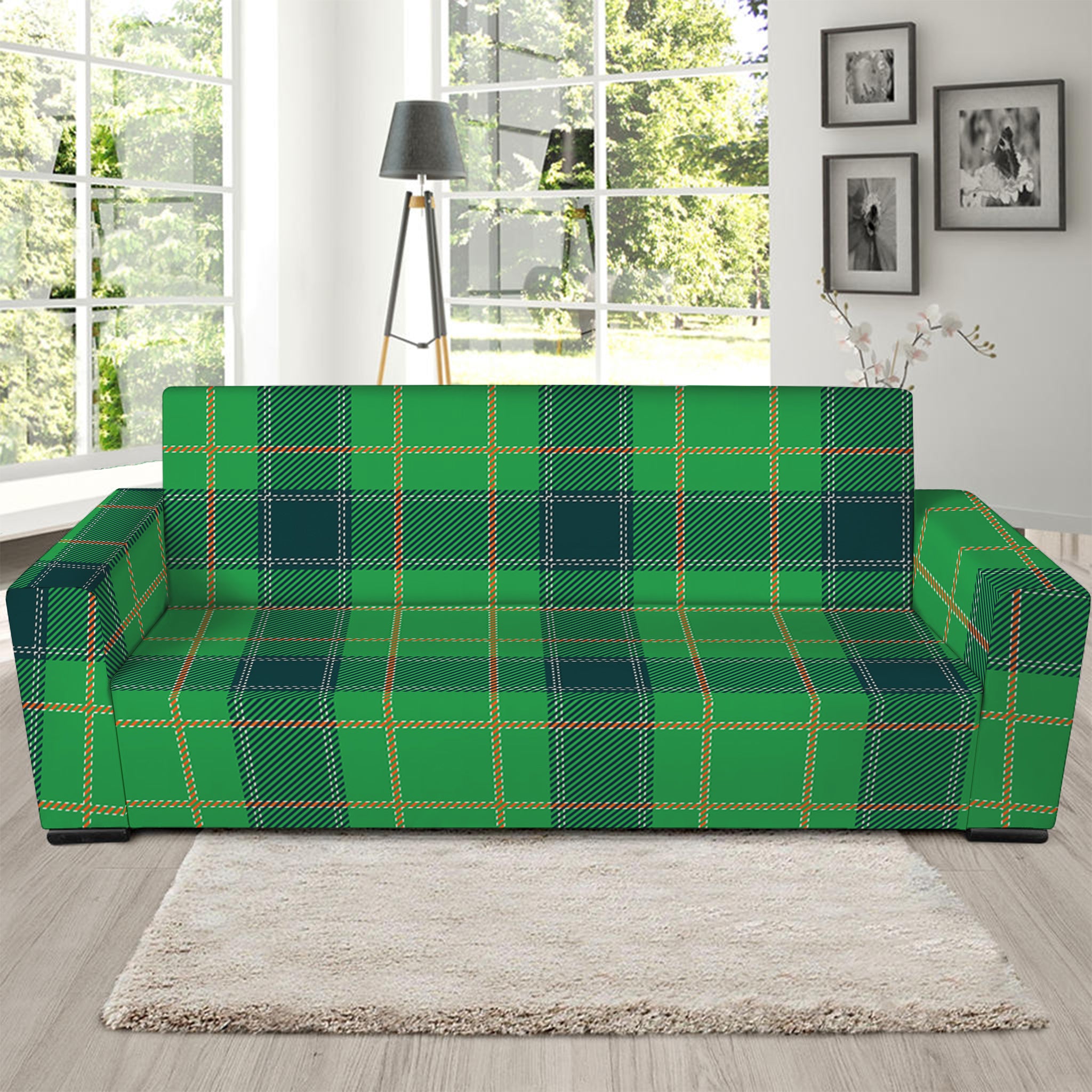 St. Patrick's Day Scottish Plaid Print Sofa Slipcover