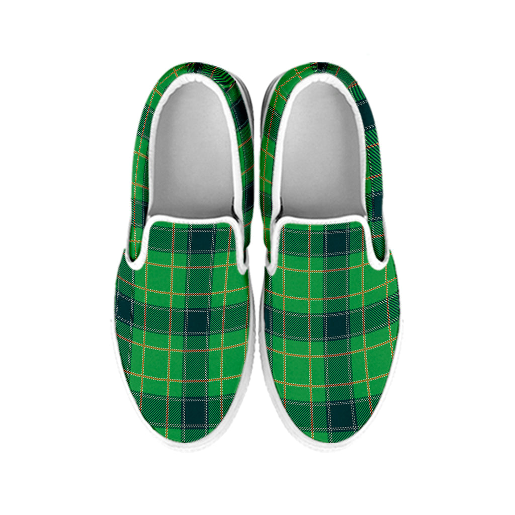 St. Patrick's Day Scottish Plaid Print White Slip On Shoes