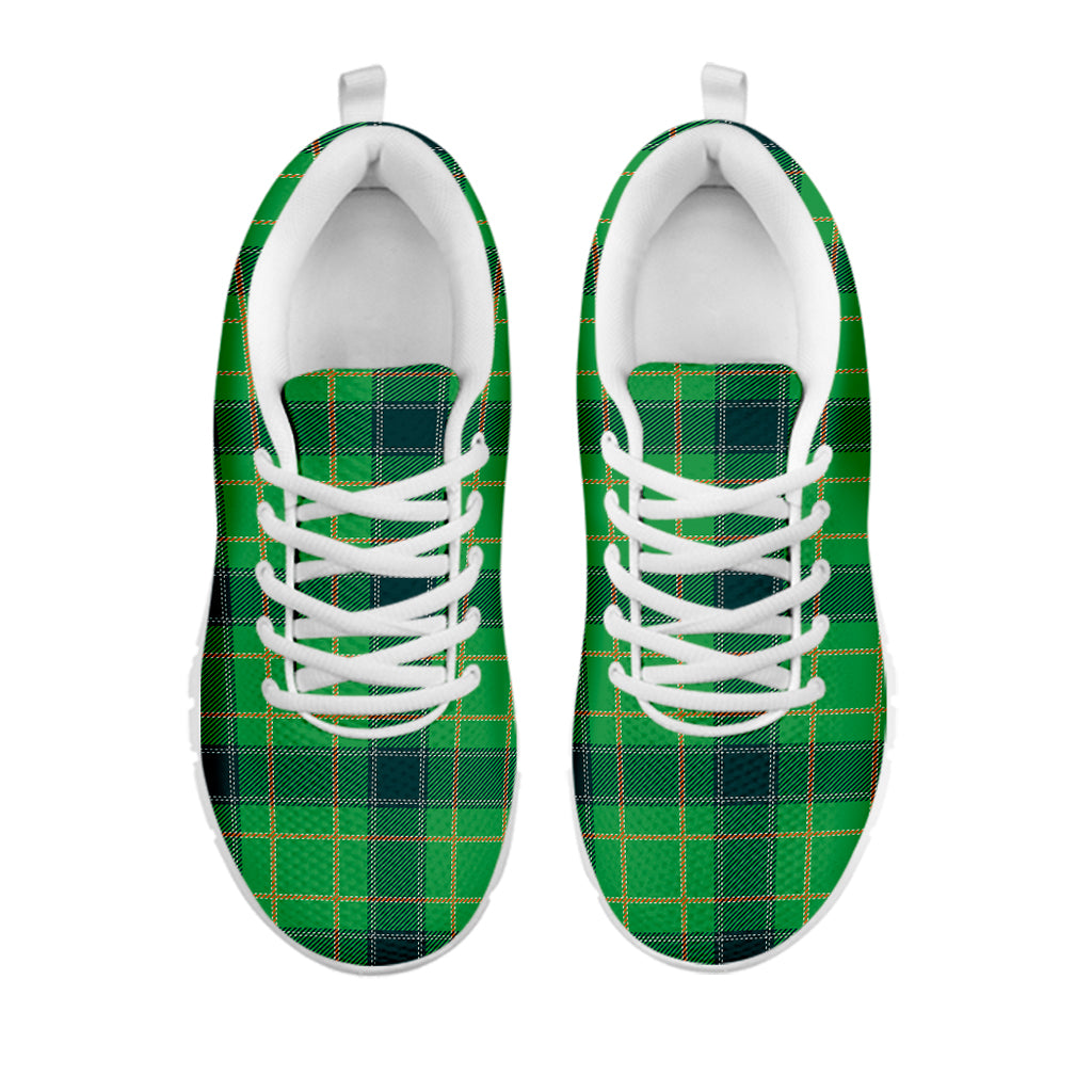 St. Patrick's Day Scottish Plaid Print White Sneakers