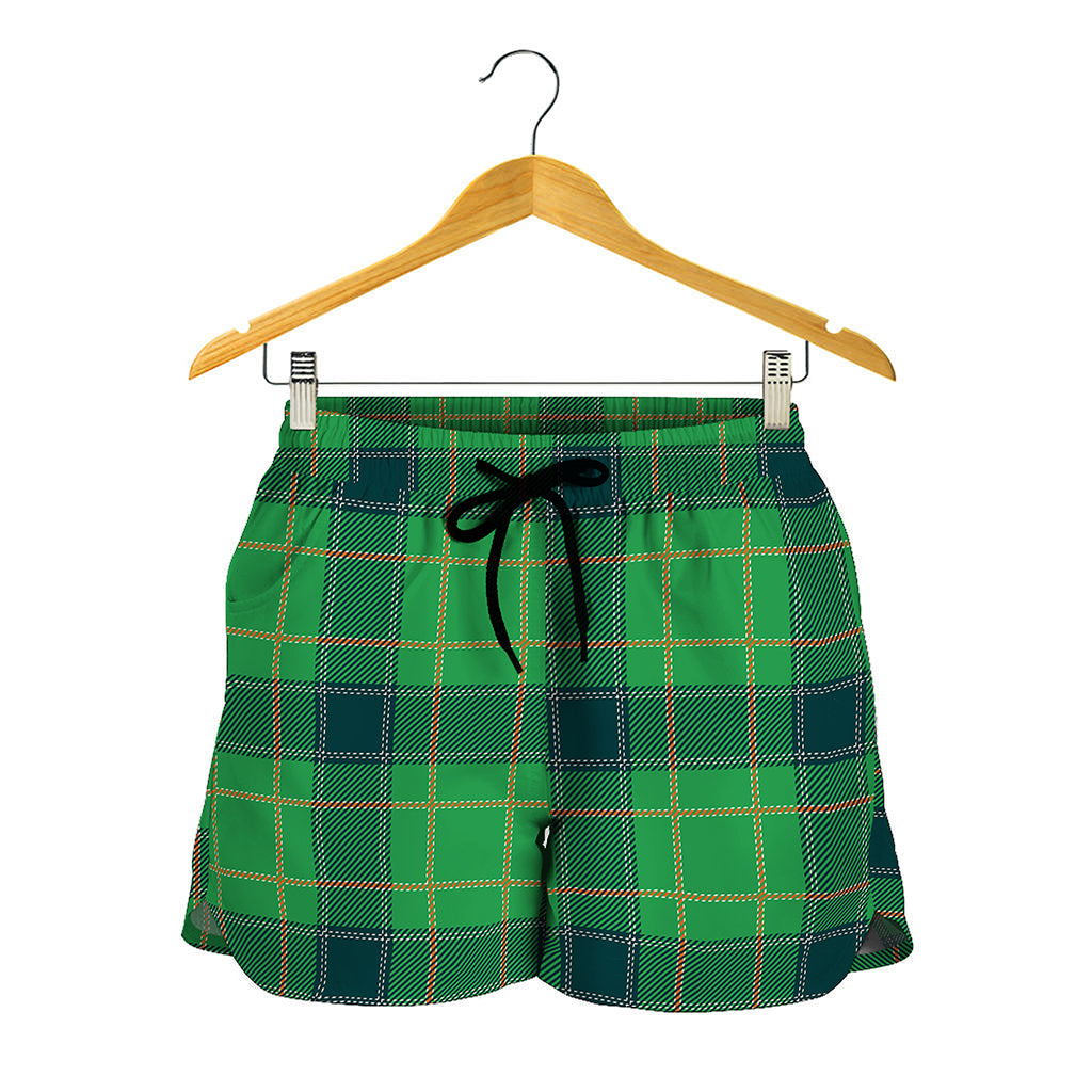 St. Patrick's Day Scottish Plaid Print Women's Shorts