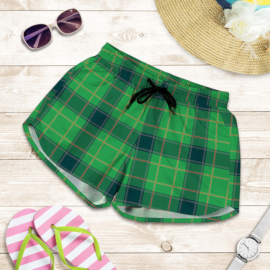 St. Patrick's Day Scottish Plaid Print Women's Shorts