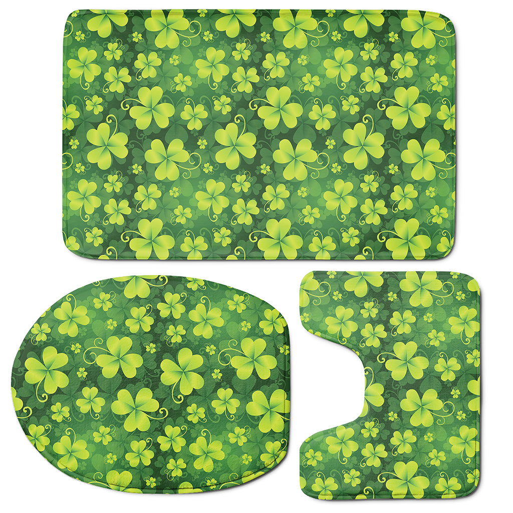 St. Patrick's Day Shamrock Pattern Print 3 Piece Bath Mat Set