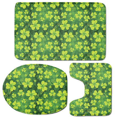 St. Patrick's Day Shamrock Pattern Print 3 Piece Bath Mat Set