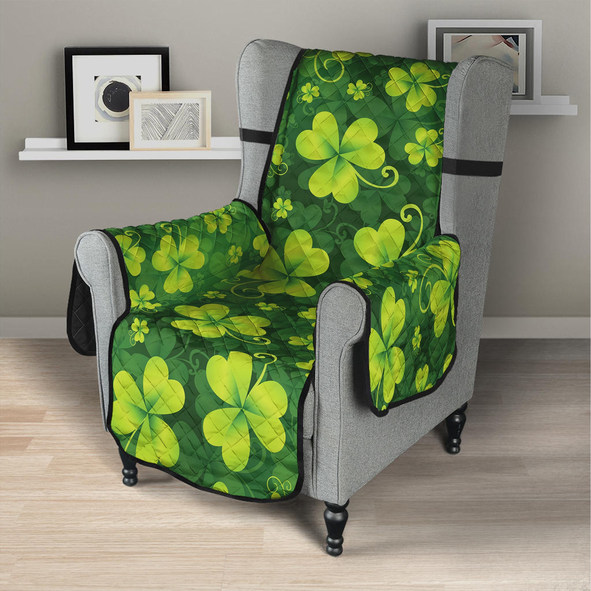 St. Patrick's Day Shamrock Pattern Print Armchair Protector