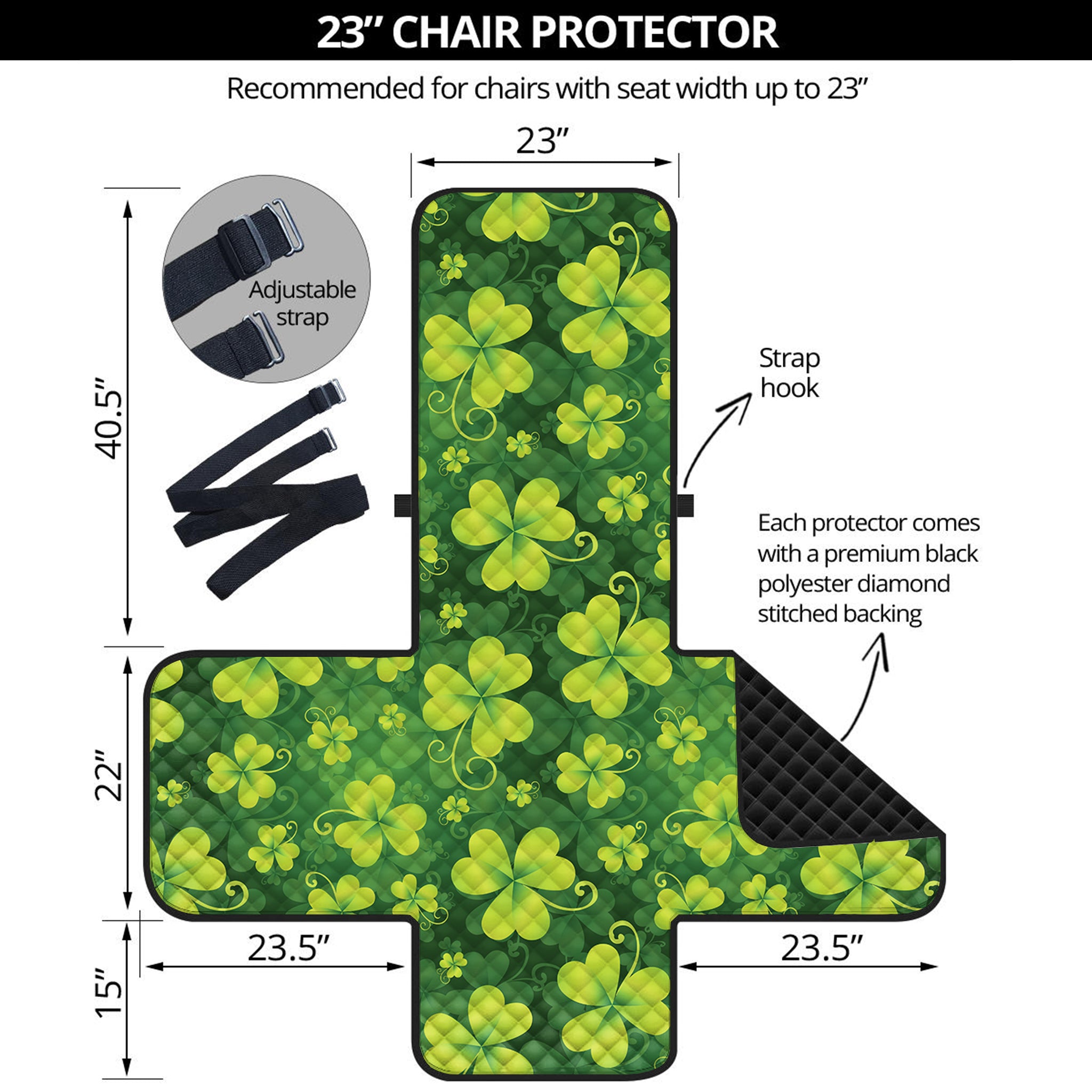 St. Patrick's Day Shamrock Pattern Print Armchair Protector