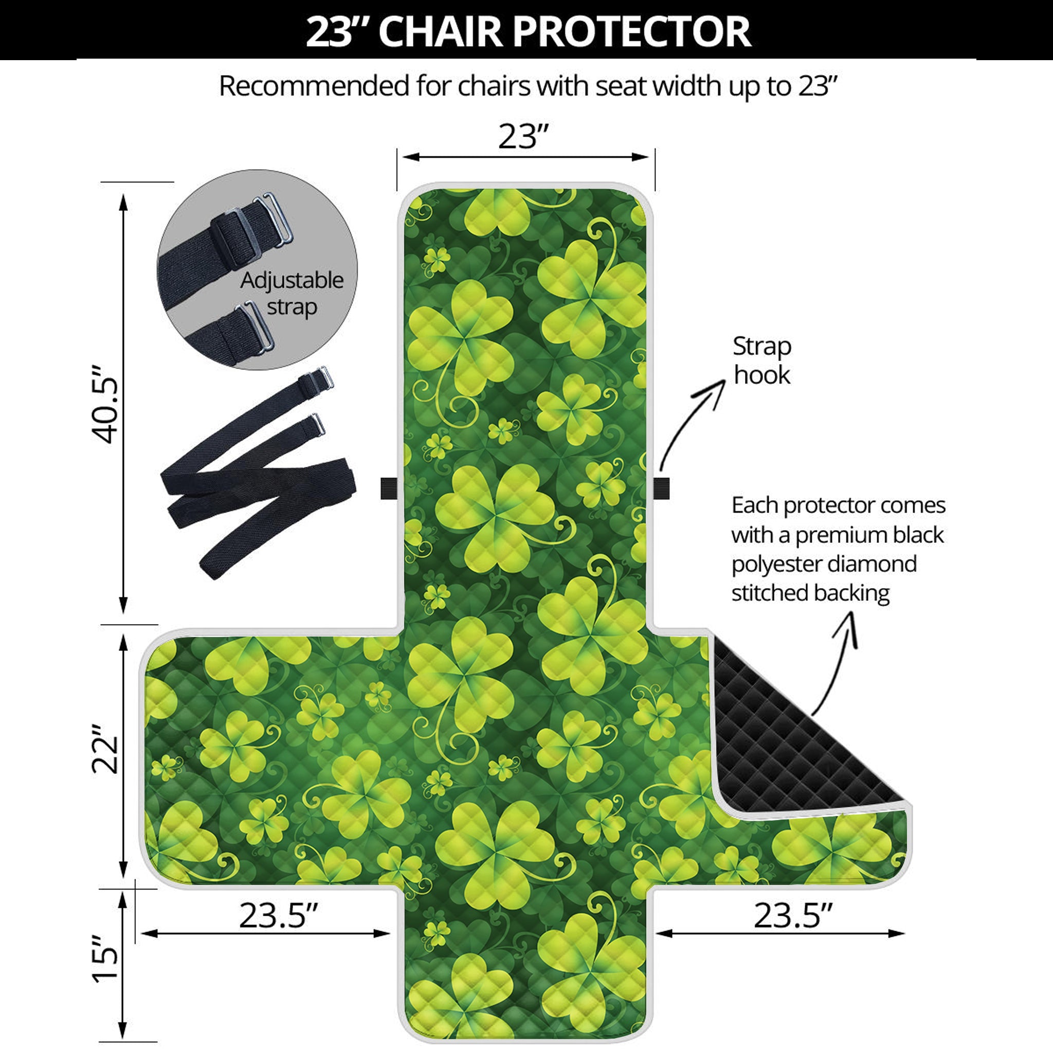 St. Patrick's Day Shamrock Pattern Print Armchair Protector