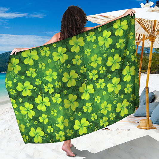 St. Patrick's Day Shamrock Pattern Print Beach Sarong Wrap
