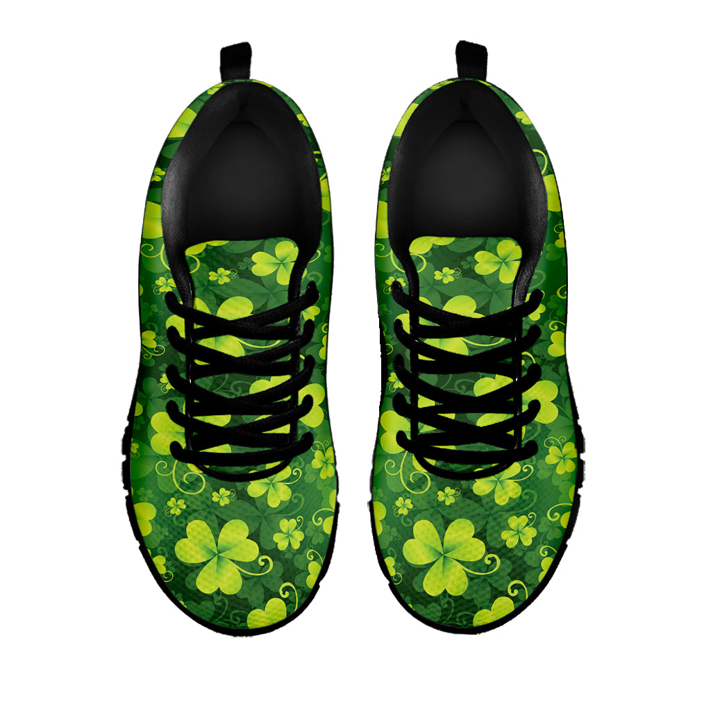 St. Patrick's Day Shamrock Pattern Print Black Sneakers