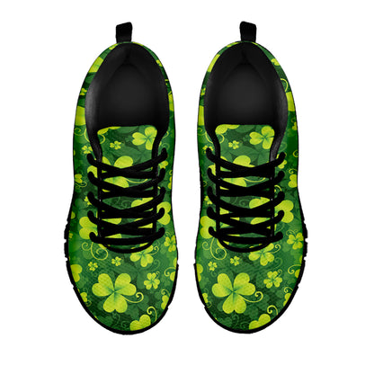 St. Patrick's Day Shamrock Pattern Print Black Sneakers