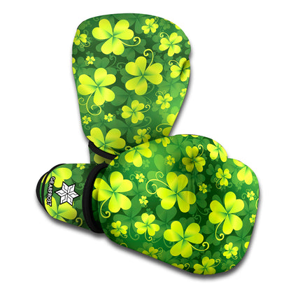St. Patrick's Day Shamrock Pattern Print Boxing Gloves
