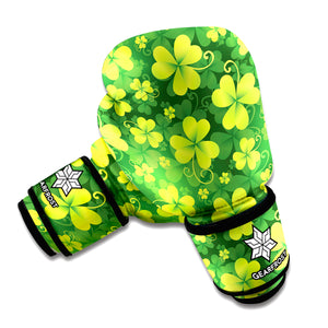 St. Patrick's Day Shamrock Pattern Print Boxing Gloves