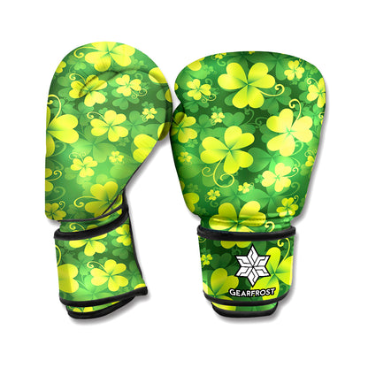 St. Patrick's Day Shamrock Pattern Print Boxing Gloves