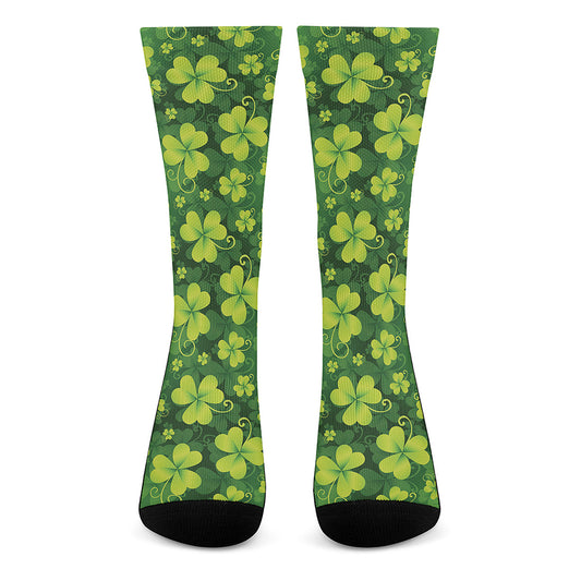 St. Patrick's Day Shamrock Pattern Print Crew Socks