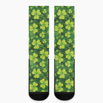 St. Patrick's Day Shamrock Pattern Print Crew Socks