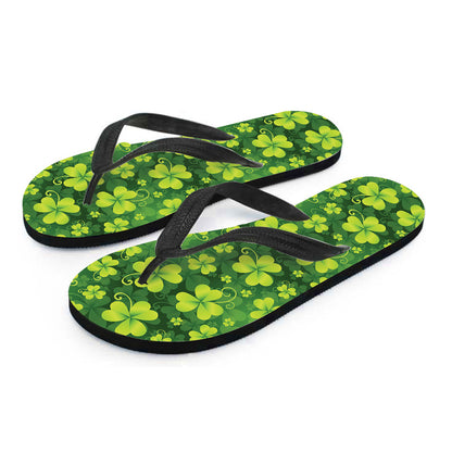 St. Patrick's Day Shamrock Pattern Print Flip Flops
