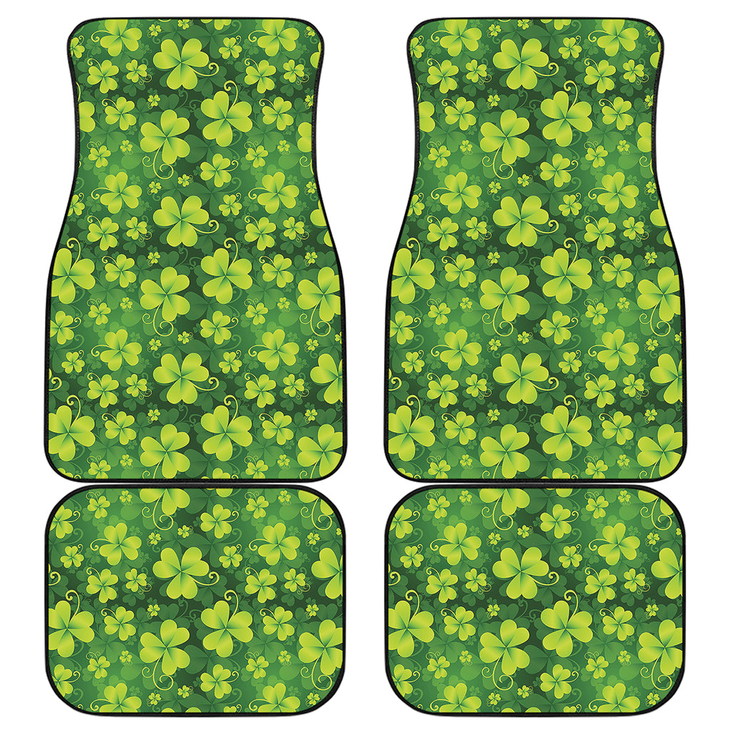 St. Patrick's Day Shamrock Pattern Print Front and Back Car Floor Mats