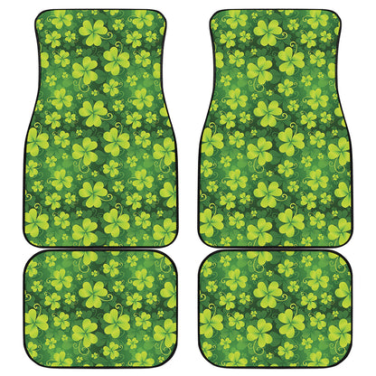St. Patrick's Day Shamrock Pattern Print Front and Back Car Floor Mats