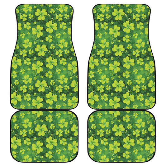 St. Patrick's Day Shamrock Pattern Print Front and Back Car Floor Mats