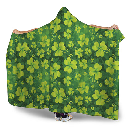 St. Patrick's Day Shamrock Pattern Print Hooded Blanket