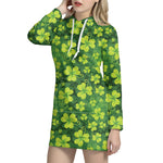 St. Patrick's Day Shamrock Pattern Print Hoodie Dress