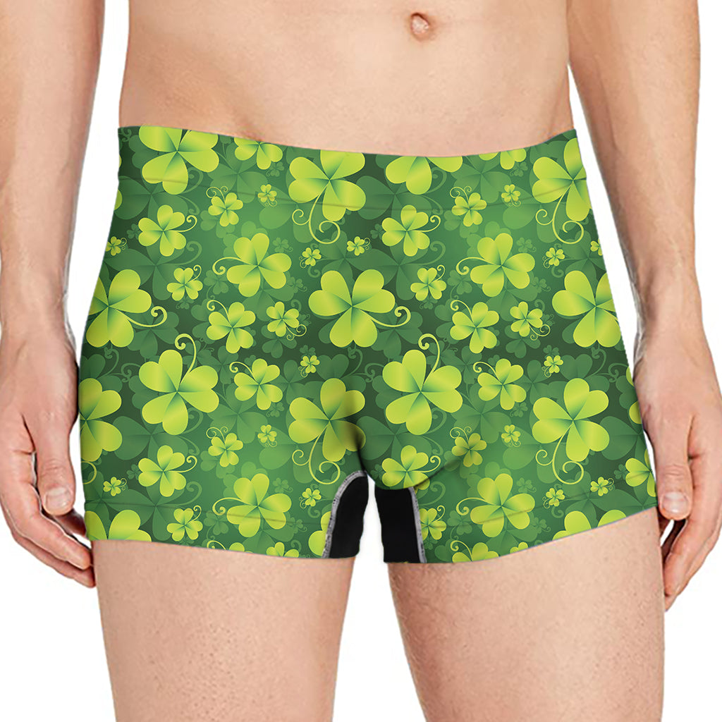 St. Patrick's Day Shamrock Pattern Print Men's Boxer Briefs
