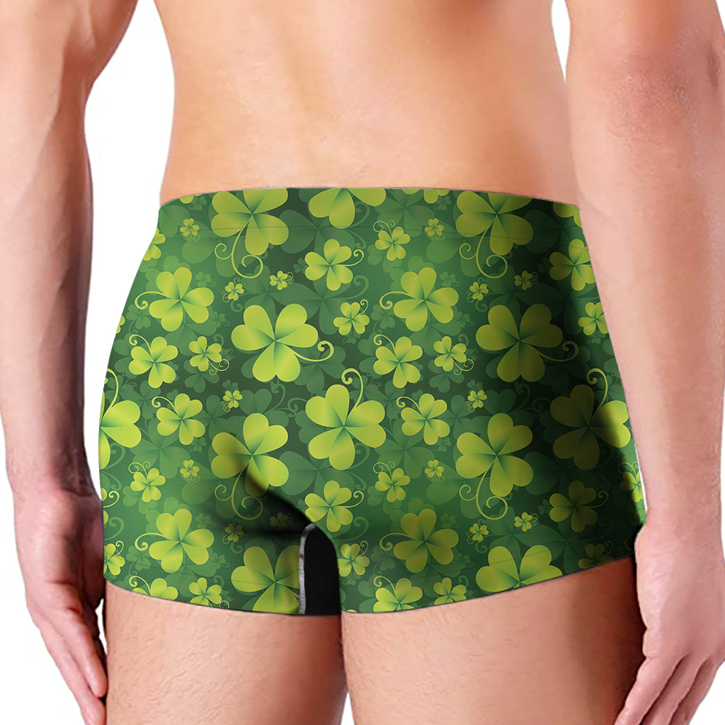 St. Patrick's Day Shamrock Pattern Print Men's Boxer Briefs