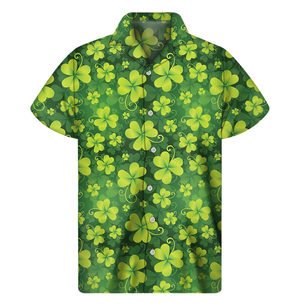 St. Patrick's Day Shamrock Pattern Print Men's Short Sleeve Shirt