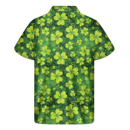 St. Patrick's Day Shamrock Pattern Print Men's Short Sleeve Shirt