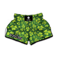 St. Patrick's Day Shamrock Pattern Print Muay Thai Boxing Shorts