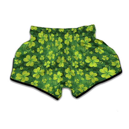 St. Patrick's Day Shamrock Pattern Print Muay Thai Boxing Shorts