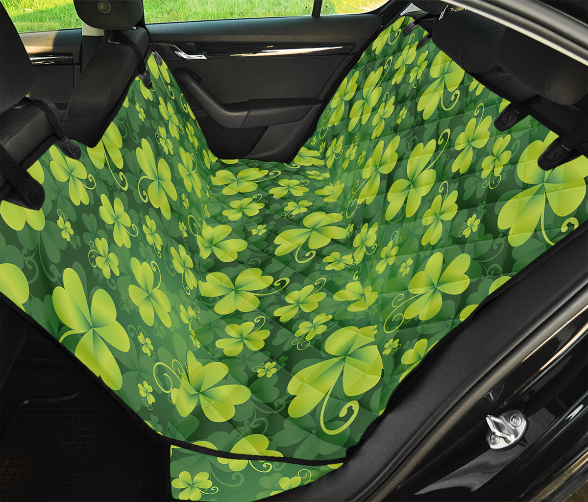 St. Patrick's Day Shamrock Pattern Print Pet Car Back Seat Cover