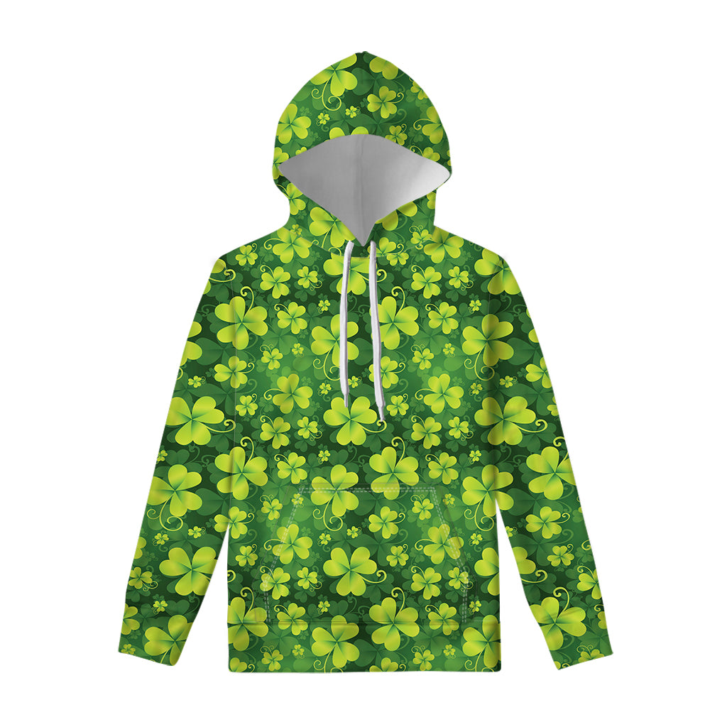 St. Patrick's Day Shamrock Pattern Print Pullover Hoodie