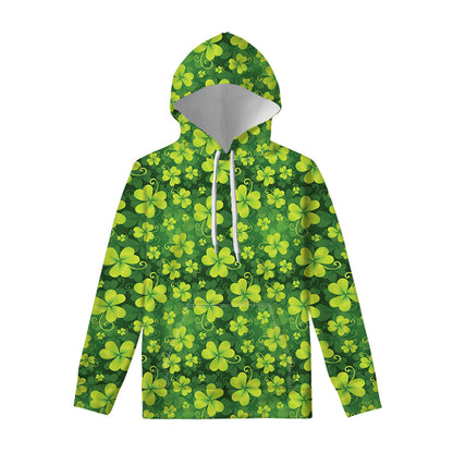 St. Patrick's Day Shamrock Pattern Print Pullover Hoodie