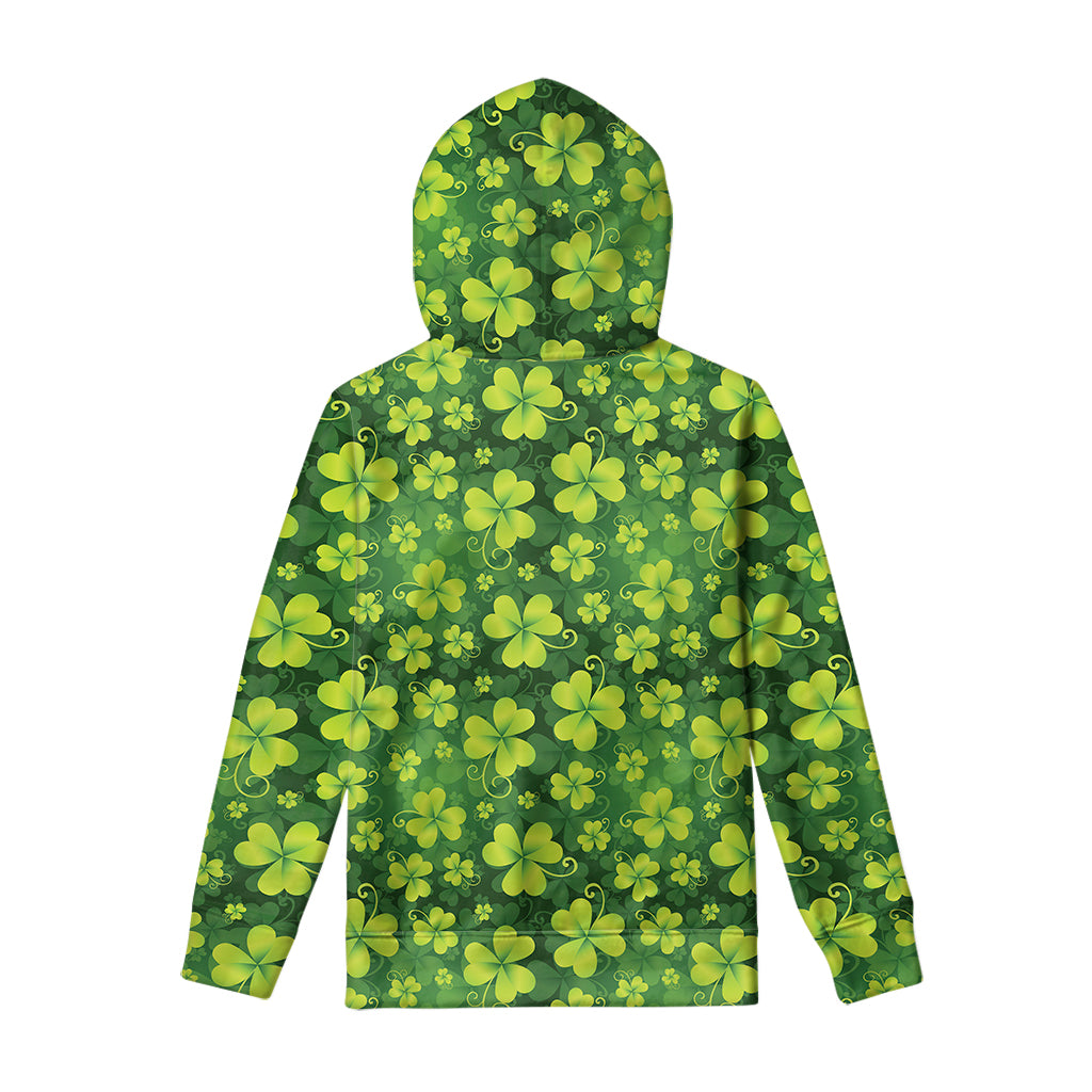 St. Patrick's Day Shamrock Pattern Print Pullover Hoodie