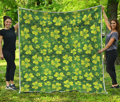 St. Patrick's Day Shamrock Pattern Print Quilt