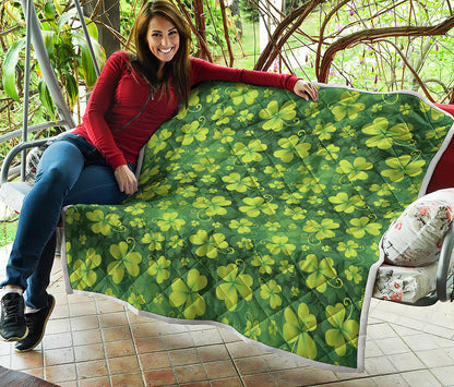 St. Patrick's Day Shamrock Pattern Print Quilt