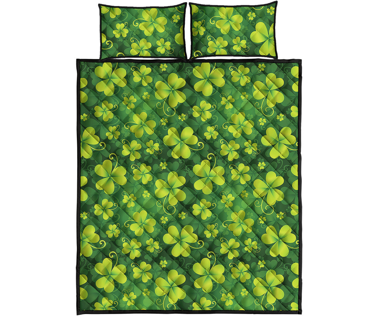 St. Patrick's Day Shamrock Pattern Print Quilt Bed Set