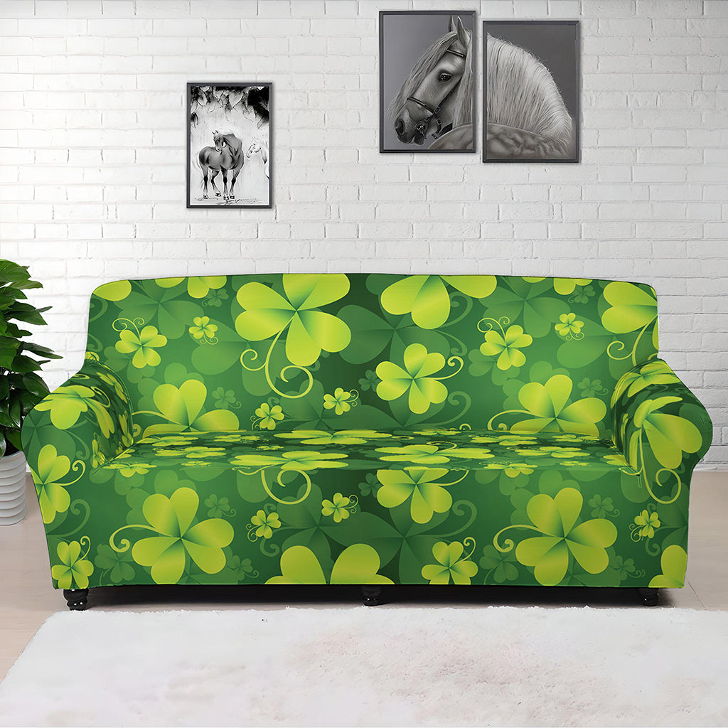 St. Patrick's Day Shamrock Pattern Print Sofa Cover