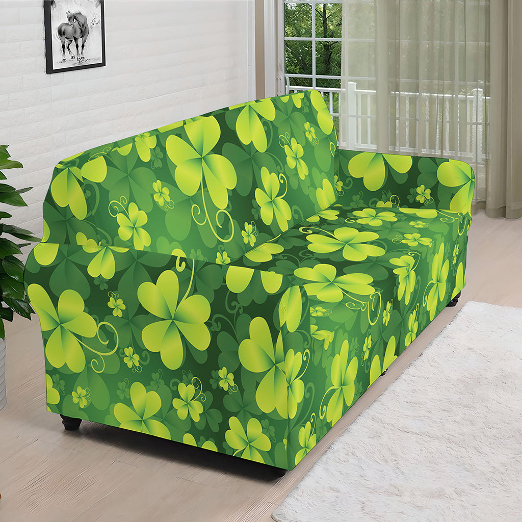 St. Patrick's Day Shamrock Pattern Print Sofa Cover